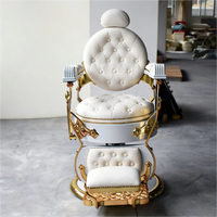 Chaise de barbier blanche moderne, pliable, portable, durable et luxueuse, avec dossier inclinable hydraulique et fonction de massage, pour salons de beauté.