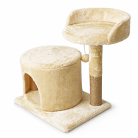 Arbre à chat en peluche durable à 2 niveaux avec poteau à gratter en sisal et lit supérieur rond pour chats/chatons d'intérieur (vente en gros)