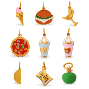 Dijes con Forma de Comida de Aleación de Zinc, Accesorios de Joyería DIY para Regalo, Set de Dijes Colgantes Unisex con Diseño de Helado, Hamburguesa y Frutas - Product Image 5