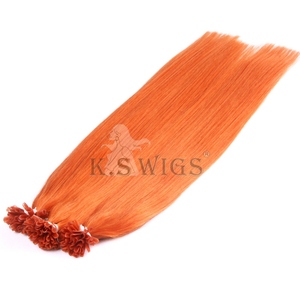 Extensions à pointe en U K.SWIGS couleur orange vif, 100% cheveux humains Remy, adhérence invisible à la kératine, durables et légères, pour usage personnel - Product Image 4