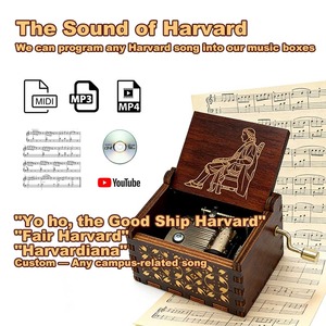 Caja Musical de Madera con Manivela, Regalo <span class=keywords><strong>Popular</strong></span> para la Graduación de la Universidad de Harvard 2026, Canción Personalizada - Product Image 4