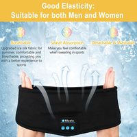 Masque de course sans fil noir avec microphone, bandeau musical pour l'entraînement et casque Bluetooth pour le sommeil et l'entraînement