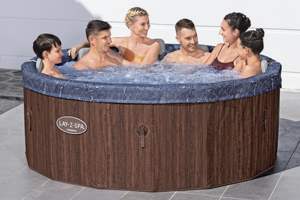2025 <span class=keywords><strong>bestway</strong></span> 6001W Extérieur Gonflable 1.90m X 70cm Toronto ThermaCore UltraFit Smart AirJet 7 Marron Bois Rond <span class=keywords><strong>SPA</strong></span> HOT Tub - Product Image 5