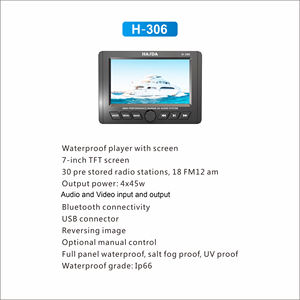 船用房车7英寸触摸屏船用音频套件Mp 5立体声收音机蓝牙6.5 "同轴电缆塔<span class=keywords><strong>2</strong></span>通道放大器手动控制USB天线 - Product Image 4