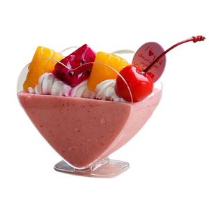 Wholesale heart shape PS food containers plastic dessert cup for ice cream with printing