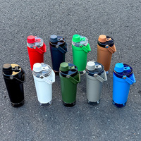 Shaker à protéines en acier inoxydable avec tamis et compartiment de rangement, 600 ml, double paroi thermique, pour la musculation, le fitness et les pré-entraînements