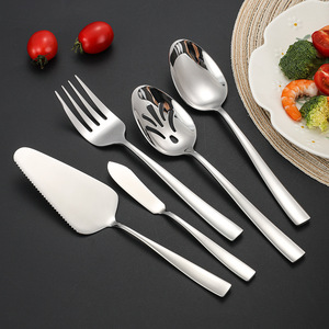 Juego de cubiertos de acero inoxidable, cucharas para servir, tenedores, palas para pizza, cuchillos para aceite, para buffets, hoteles, pulido espejo, calidad alimentaria - Product Image 2