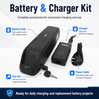 Boîtier Hailong Shark pour batterie de vélo électrique, batterie lithium-ion pour vélo électrique, kit de chargeur USB avec verrouillage par clé
