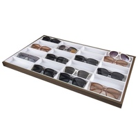 Présentoir en bois à 24 fentes pour lunettes de soleil, intérieur blanc, support pour lunettes, organisateur de lunettes, étui de rangement pour comptoir de magasin de détail