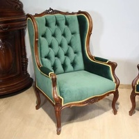 Fauteuil en bois massif sculpté de style américain rétro Yicheng, fauteuil d'appoint en velours vert pour salon, salle de séjour et mobilier de maison