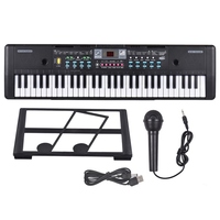 61 Keys USB Electronic Organ Kids Electric Piano with Microphone Black Digital Music LED Display Electronic Keyboard