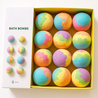 Lot de 12 bombes de bain arc-en-ciel, boules effervescentes aux huiles essentielles colorées, coffret cadeau de bain doux pour enfants et adultes