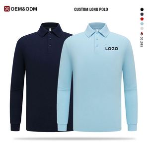 Camisa Polo de Manga Larga para Hombre, de Algodón, Color Sólido, Cuello Plano, con Logotipo Personalizado, Ropa de Trabajo para Hombre y Mujer - Product Image 1