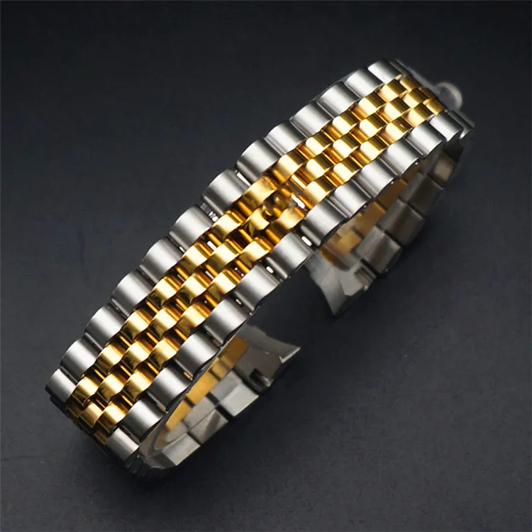 Cinturino in acciaio con catena per orologio impermeabile solido in acciaio inossidabile di lusso da 20mm per Rollex