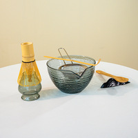Bol à matcha en verre avec bec verseur, style japonais, bol de mélange en verre pour la cérémonie du matcha, chawan pour la cérémonie du matcha