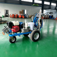 Machine de marquage routier SHOWWAY à pulvérisation à froid, poussée manuelle, moteur Honda 5,5 CV, double pistolet, pression 10-15 Mpa, haute efficacité opérationnelle