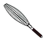 Panier à poisson à revêtement antiadhésif à manche en bois pour barbecue de camping de fête et outils de barbecue à viande rôtie grillée