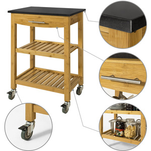 Carro de almacenamiento de utilidad rodante personalizado de 4 niveles con ruedas bloqueables y <span class=keywords><strong>cesta</strong></span> de <span class=keywords><strong>rejilla</strong></span> de mango Carro de Isla de cocina - Product Image 3