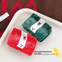 Nouvelle pince à cheveux créative en acétate faite à la main pour femme, motif requin billet de banque, design simple bicolore, accessoires personnalisés