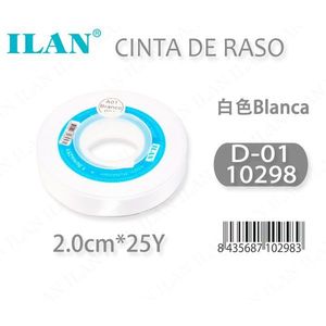 ริบบิ้นผ้าซาติน 2.0 ซม. 25 หลา สีขาว D-01 - Product Image 3