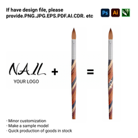 Pinceaux professionnels pour nail art en poils de Kolinsky, manche en bois, virole sertie, pour poudre acrylique, différentes tailles américaines # 8-20