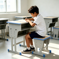 Nouvel ensemble chaise et pupitre en acier pour élèves du primaire et du secondaire, individuel, durable et réglable en hauteur