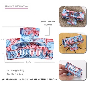 Pinzas rectangulares de acetato para el pelo, pinzas para el pelo de moda de dibujo de colores, pinzas para el pelo de 7,5 CM - Product Image 3