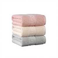 Serviette de bain en coton longues fibres pour supermarché, 100 % coton, épaissie 480g, motif floral, bordure satinée, avec logo