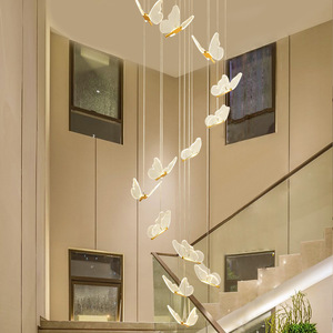 Lustre d'escalier Villa Hall Transparent Papillon Bar Lampe Créative Simple Moderne Lumière <span class=keywords><strong>De</strong></span> <span class=keywords><strong>Luxe</strong></span> Salon Suspension Lampe - Product Image 3
