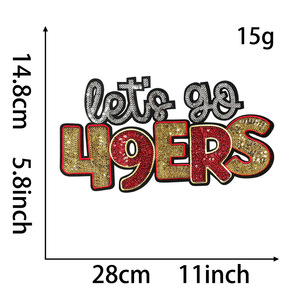 פאייטים kc צ 'יפס טלאים מכתב גדול בואו נלך קאובוקרים 49ers dallas עיר הבירה צ' יפים עבור בגדים - Product Image 4