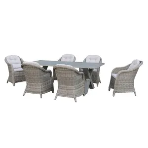 Water Proof Garden Outdoor Furniture Brushed AluminumテーブルPatio Restaurant Dining Set