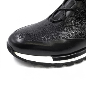 Nouveaux modèles de baskets décontractées pour hommes en cuir véritable, motif peau de poisson perlé, légères, en cuir de vachette, conçues pour l'automne et l'hiver - Product Image 6