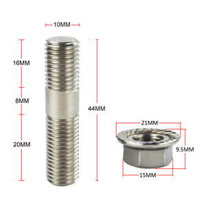 Kit de boulons de moyeu de roue à double extrémité PQY M10x1.25 en acier inoxydable 44 mm avec écrou pour remplacement et réparation - Product Image 1