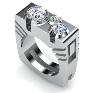 F587 Men's <b>Tungsten</b> Diamond <b>Ring</b> Round Brilliant Cut Natural G Color Hiphop Engagement Style Jewelry - Product Image 2