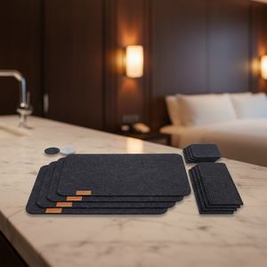 Klassieke vilten tafelonderzetters en placemats, wasbaar, met gepersonaliseerd lederen logo, hittebestendig & milieuvriendelijk - Product Image 3