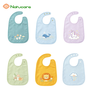 Bavoir bébé brodé motif dessin animé mignon en coton doux, réglable avec boutons-pression, pour nouveau-né, unisexe, pour l'alimentation <span class=keywords><strong>des</strong></span> nourrissons - Product Image 1