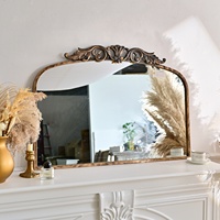 Miroir mural en métal cintré artisanal ART NEST, style baroque orné vintage, 35,43" de large x 29,13" de long, bronze antique vieilli