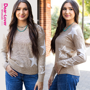 Thân Yêu-người yêu bán buôn Boutique dropshipping Nhà cung cấp nhanh chóng vận chuyển mùa đông mô hình ngôi sao thả Vai Gân Dệt Kim Áo len - Product Image 2