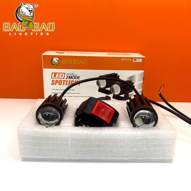 Mini Driving Dual Color Yellow White Len Auxiliary Spotlight Fog Lamp Led Light for Bike Motorcycle Accessories Luces Para Moto