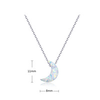Collier pendentif simple en opale blanche feu de lune en argent 925 pour mariage, fiançailles, cadeau