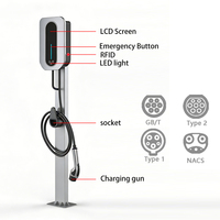 Station de recharge pour véhicules électriques 7kW 11kW 22kW 32A 230V 400V OCPP APP Wi-Fi 4G Niveau 3 Type 2 Type 1