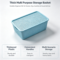 Panier de rangement en plastique épais multi-usages avec poignées, bac organisateur pour collations, jouets, articles divers, panier de rangement ménager