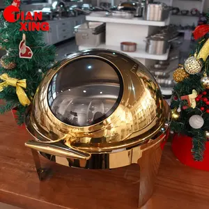 Tianxing Other Hotel Gold Chefing Chaffing Dish Roll Top Chafing Dish Buffet Set Food Warmer 6L Chafing Dishes For Catering