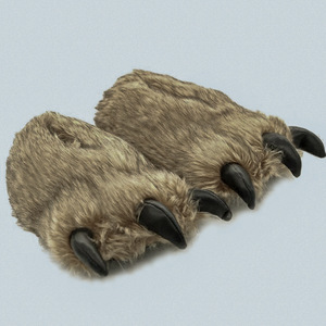 Chaussons en coton à longues fourrures en forme de pattes <span class=keywords><strong>d</strong></span>'<span class=keywords><strong>ours</strong></span>, unisexes, à semelle épaisse, à talon fermé, chauds pour l'hiver, pour la maison - Product Image 5