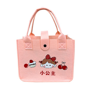 Little Princess Felt Tote Bag 25x20x14cm Cartoon Print Nonwoven Gift Bag Souvenir Bag - Product Image 1