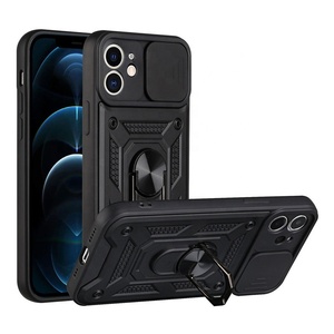 Parachoques a prueba de golpes Armor Cover Luxury Slide Camera Lens Protect Cell Phone Case para <span class=keywords><strong>iPhone</strong></span> 15 14 13 11 12 Pro Max XS XR X 7 8 SE - Product Image 1