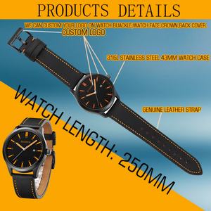 Luxury <b>Black</b> Quartz Wristwatch for <b>Men</b> Creative Design with 40mm Dial Diameter 20mm Band Width Fashion Leather Wrist <b>Watch</b> Band - Product Image 2