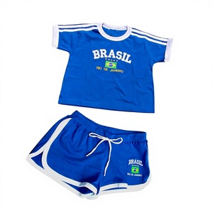 Ensemble haut et <span class=keywords><strong>short</strong></span> pour femme en polyester, été 2024, broderie de lettres brésiliennes, effet 3D, style décontracté Y2K, style sportif - Product Image 1