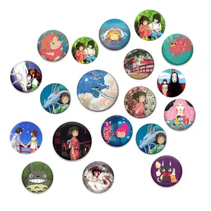 Custom Size Tinplate Cute Cartoon Character Badge Metal Japanese Anime Spirited Away Button Pin