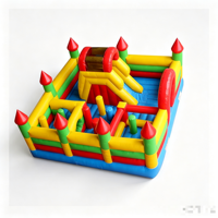 Parcours d'obstacles gonflable pour enfants avec toboggan, jeux d'escalade et aire de jeux combinée pour l'extérieur